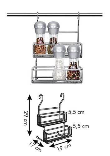 MONTI Polička pro 6 mlýnků dvoupatrová 19x17v29cm